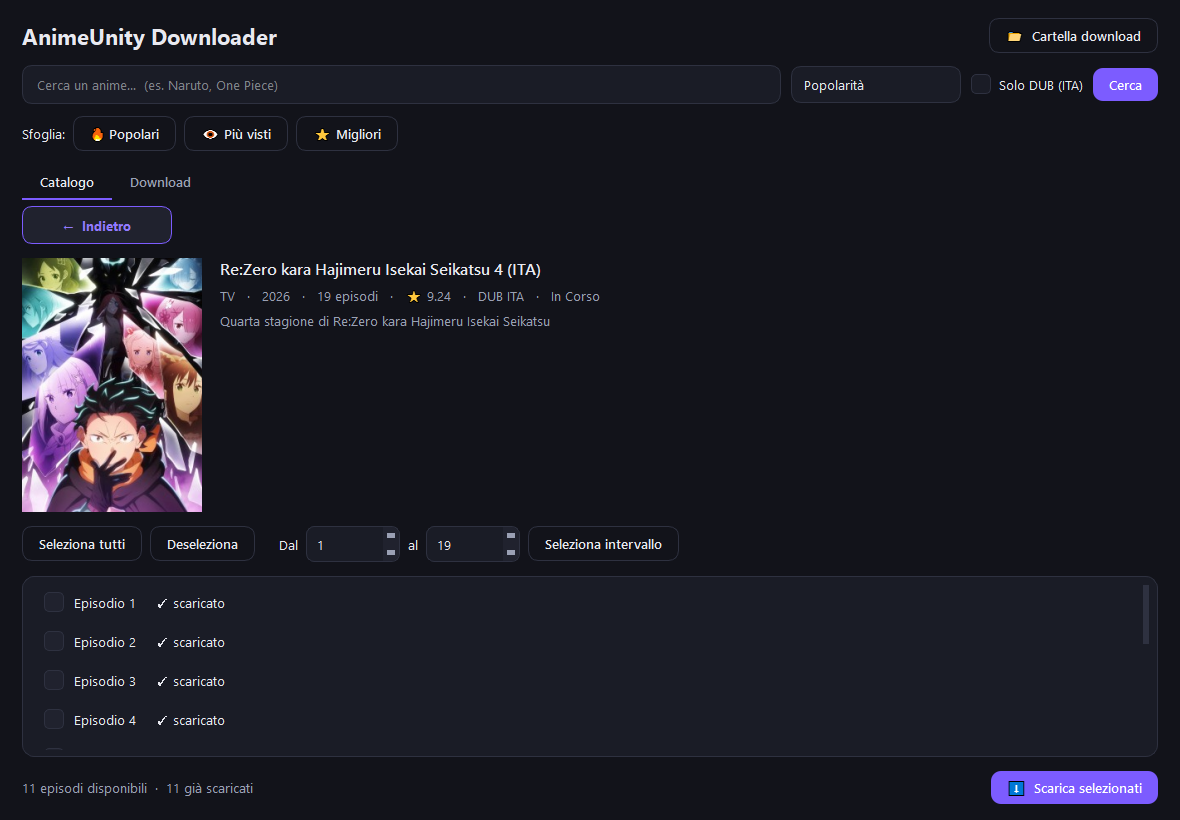 Scheda anime con lista episodi